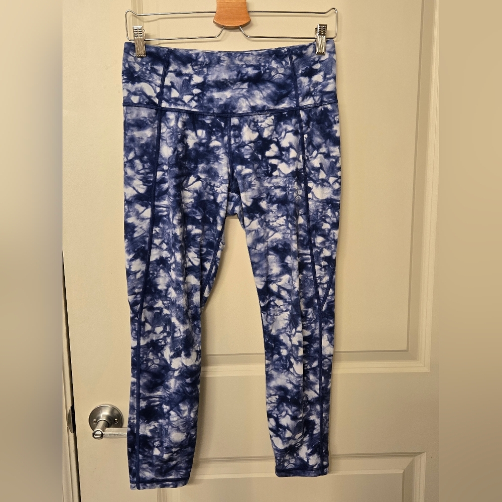 Athleta Tie-Dye Leggings - Blue and White